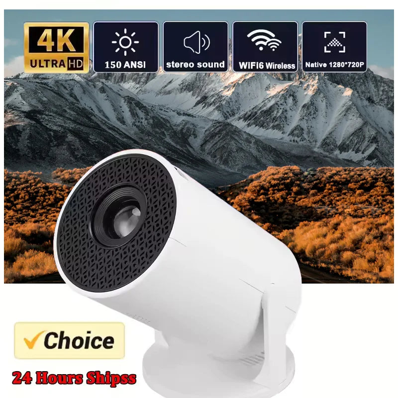 HY200 1080P HD Projector, 270° Rotation for Camping & Backyard Movies, Plug & Play with HDMI/USB