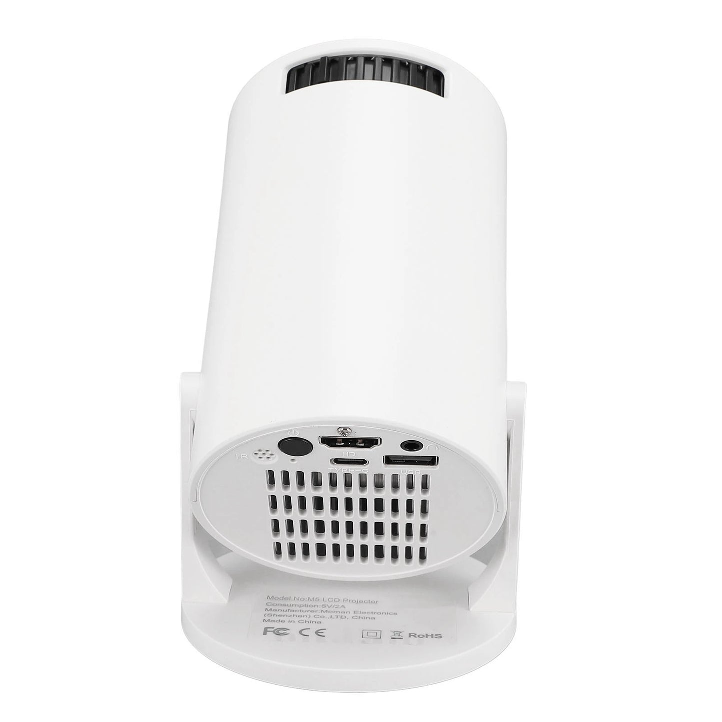 Small Projector White Wireless Fidelity 270° Adjustable LED 1080P Portable Movie Projector for Android Phone USB TV Stick Laptop