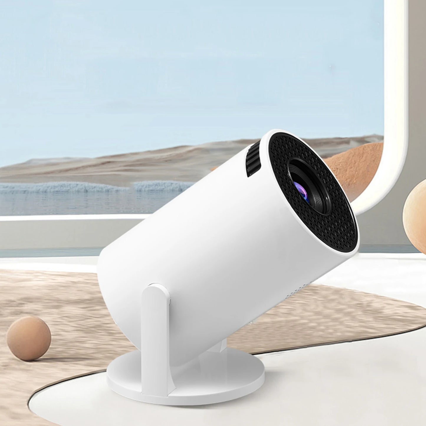 Small Projector White Wireless Fidelity 270° Adjustable LED 1080P Portable Movie Projector for Android Phone USB TV Stick Laptop