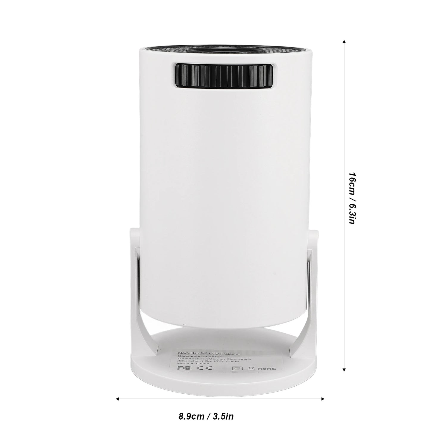 Small Projector White Wireless Fidelity 270° Adjustable LED 1080P Portable Movie Projector for Android Phone USB TV Stick Laptop